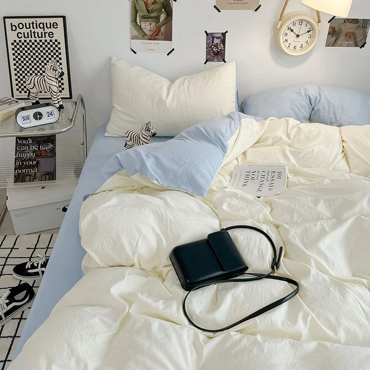 Ensemble de Housse de Couette en Microfibre Blanche – 3 Pièces avec Taies d'Oreiller 5