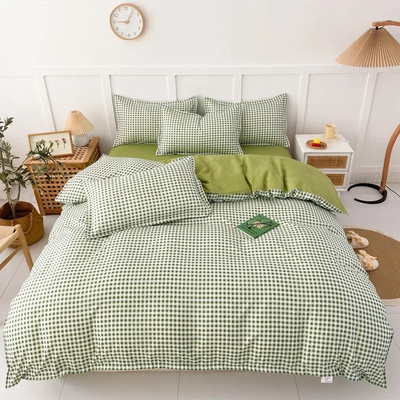 Ensemble de Literie à Rayures et à Carreaux en Polyester – Design Élégant et Confortable 11