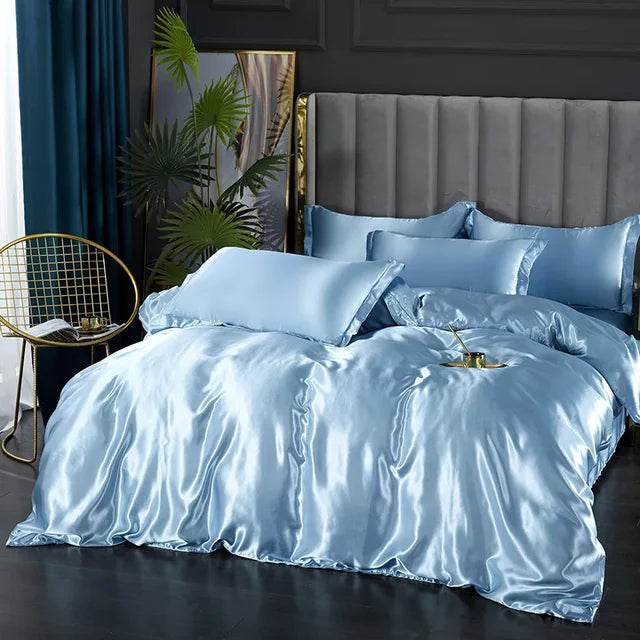 Ensemble de Literie en Satin Doux – Draps et Housse de Couette, Confort Optimal, Plusieurs Tailles et Couleurs Disponibles 11
