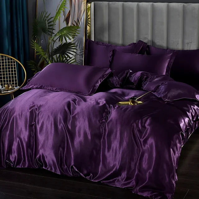 Ensemble de Literie en Satin Doux – Draps et Housse de Couette, Confort Optimal, Plusieurs Tailles et Couleurs Disponibles 19