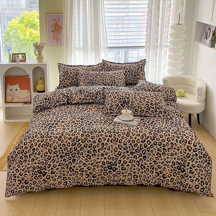 Ensemble de Litière Léopard en Microfibre – Housse de Couette et 2 Taies d'Oreiller Douces pour Chambre Élégante 0