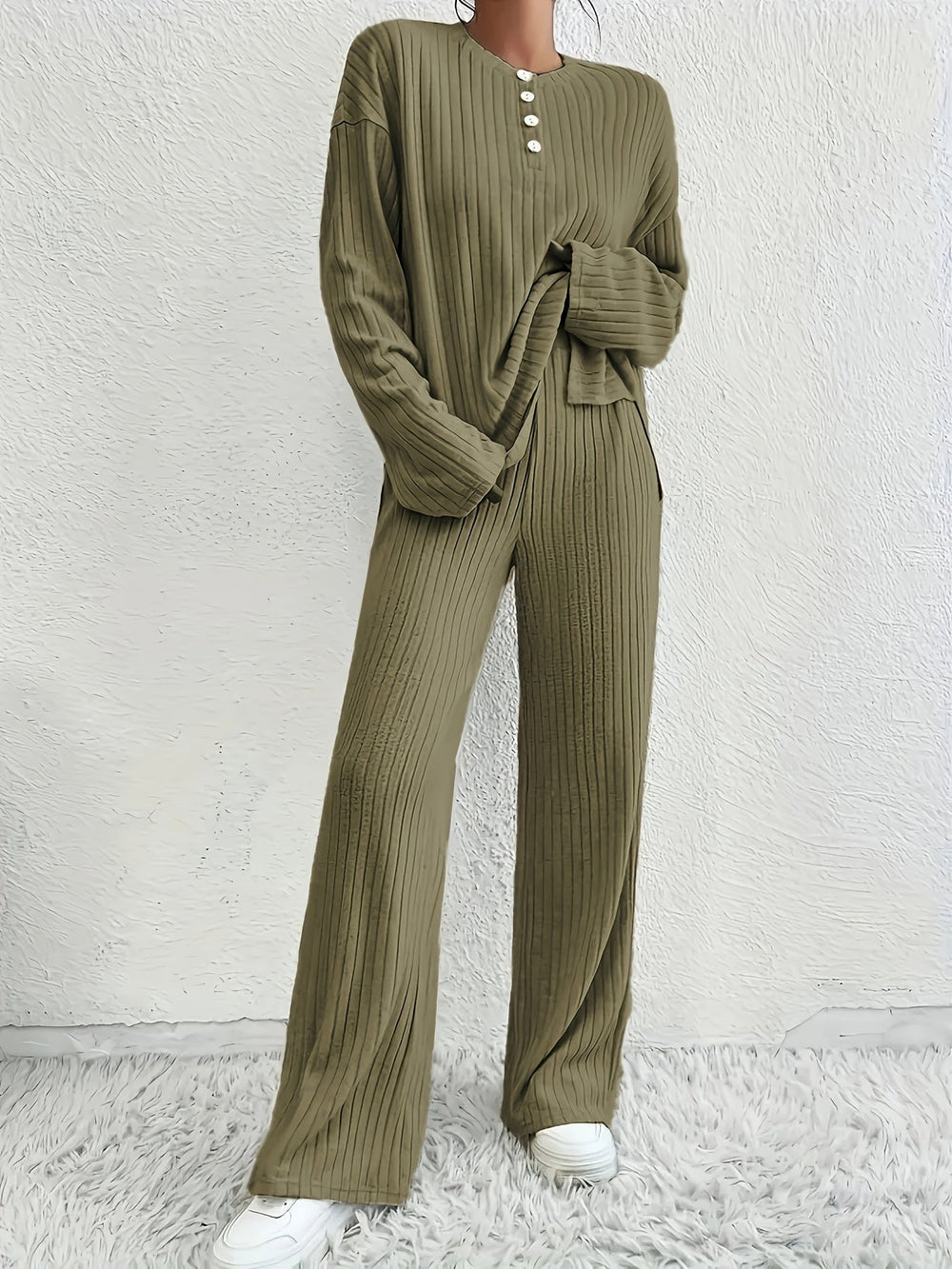 Ensemble de Pyjama Femme Côtelé Élégant en Vert ou Lilas – Confortable et Respirant en 2 Pièces 1