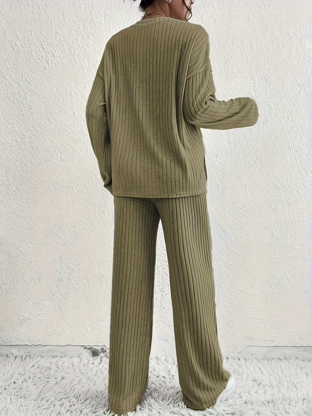 Ensemble de Pyjama Femme Côtelé Élégant en Vert ou Lilas – Confortable et Respirant en 2 Pièces 2