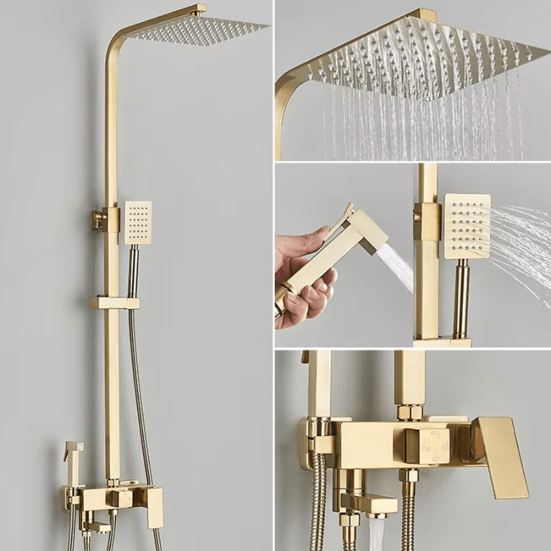 Ensemble de Robinets de Douche en Laiton Chromé avec Mitigeur Douche 4 Fonctions Réglables pour Salle de Bain 0