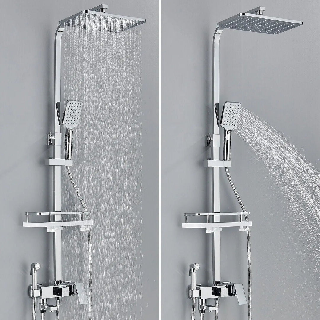 Ensemble de Robinets de Douche en Laiton Chromé avec Mitigeur Douche 4 Fonctions Réglables pour Salle de Bain 2