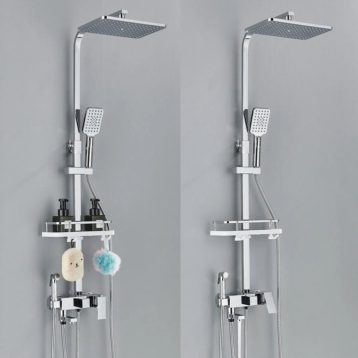 Ensemble de Robinets de Douche en Laiton Chromé avec Mitigeur Douche 4 Fonctions Réglables pour Salle de Bain 3