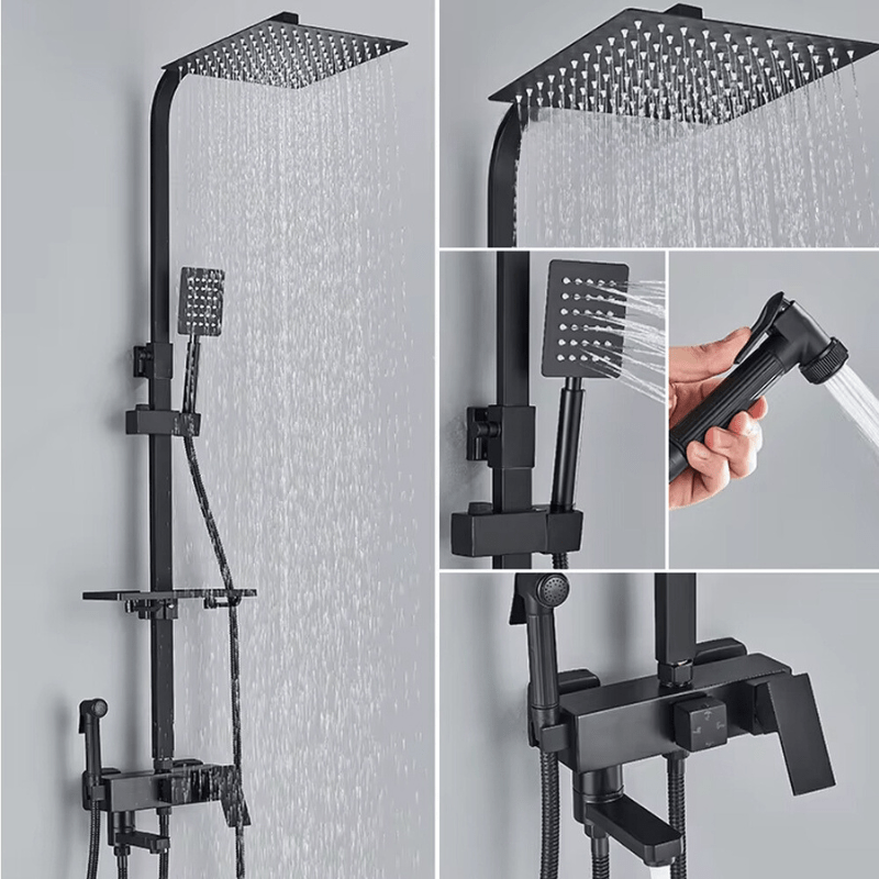 Ensemble de Robinets de Douche en Laiton Chromé avec Mitigeur Douche 4 Fonctions Réglables pour Salle de Bain 6
