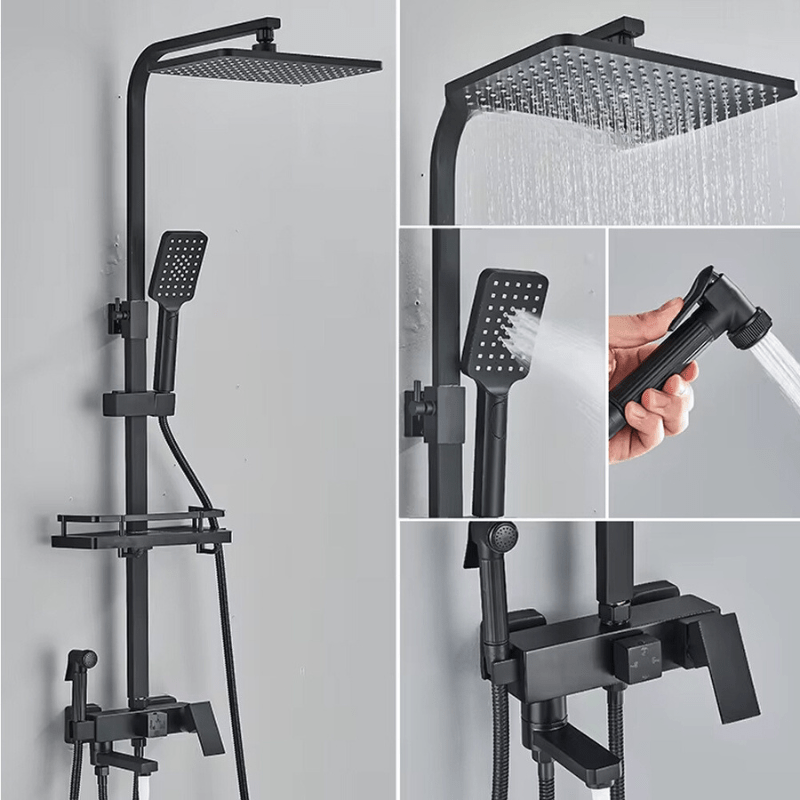 Ensemble de Robinets de Douche en Laiton Chromé avec Mitigeur Douche 4 Fonctions Réglables pour Salle de Bain 7
