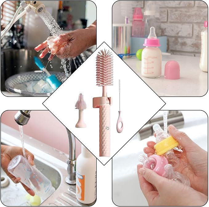 Ensemble de Soins pour Bébé Hypoallergénique – Coupe-Ongles, Brosse à Cheveux, Thermomètre, Compact et Léger, Couleurs Rose et Vert 3