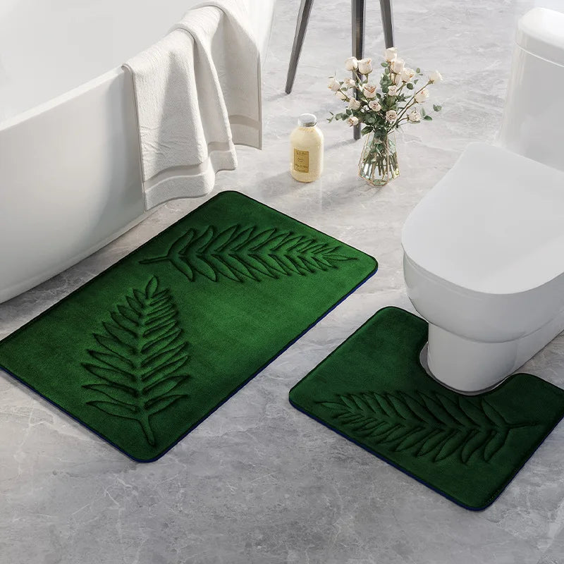 Ensemble de Tapis de Salle de Bain Antidérapant en Mousse à Mémoire de Forme – 2 Pièces, Absorbant, Confortable, Rectangulaire et en U 0