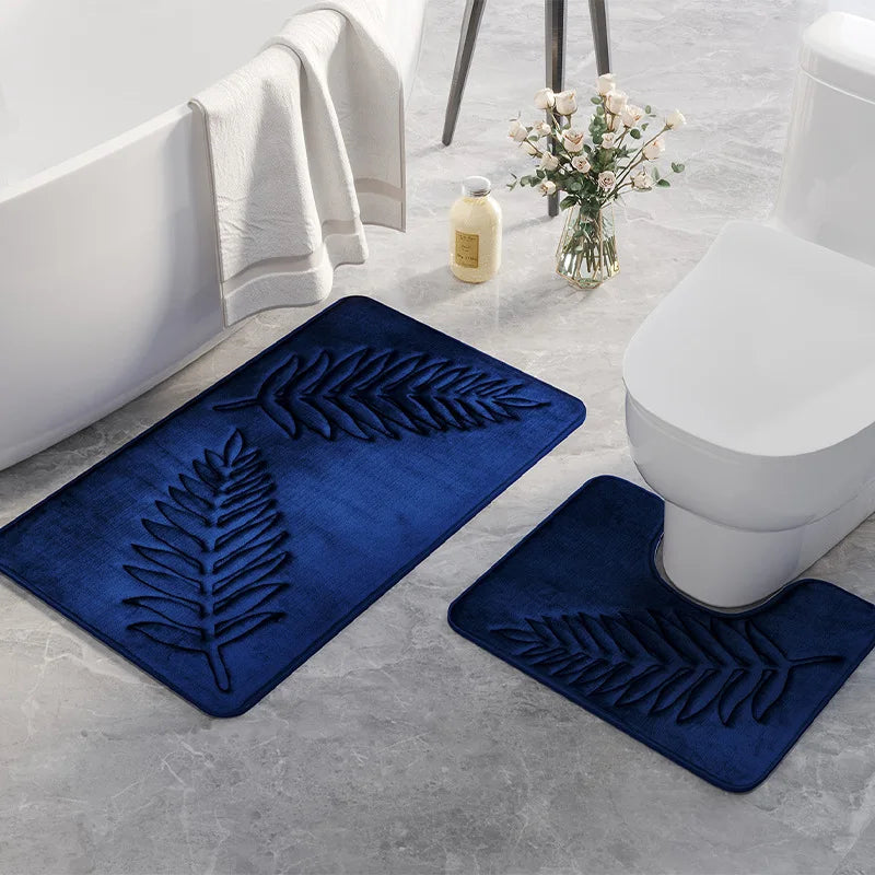 Ensemble de Tapis de Salle de Bain Antidérapant en Mousse à Mémoire de Forme – 2 Pièces, Absorbant, Confortable, Rectangulaire et en U 1