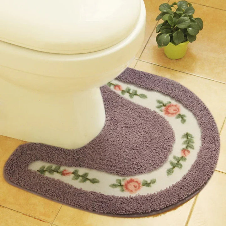Ensemble de Tapis pour Toilette en Microfibre Floral Pastel – Tapis Doux et Confortables pour Salle de Bain 10