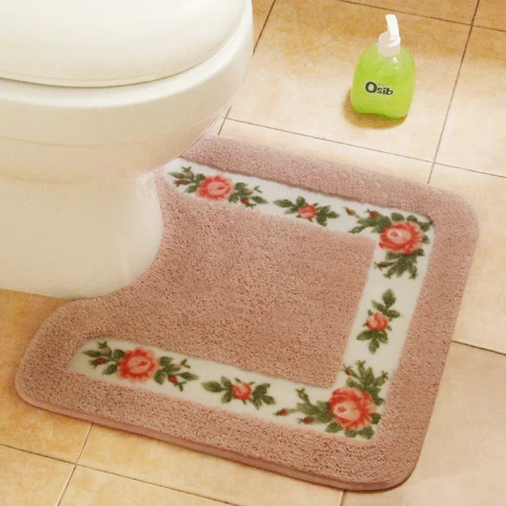 Ensemble de Tapis pour Toilette en Microfibre Floral Pastel – Tapis Doux et Confortables pour Salle de Bain 3