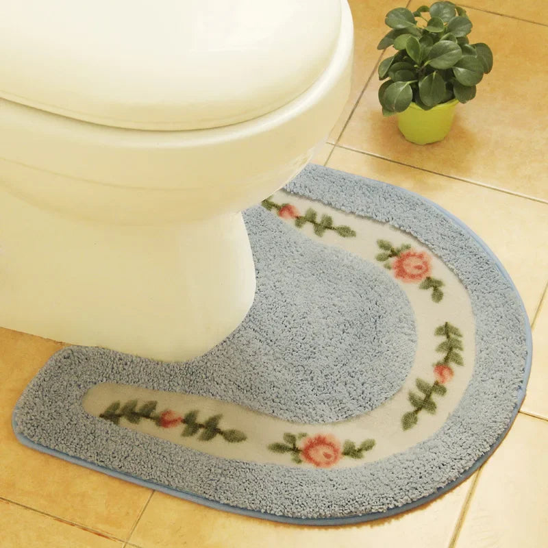 Ensemble de Tapis pour Toilette en Microfibre Floral Pastel – Tapis Doux et Confortables pour Salle de Bain 7