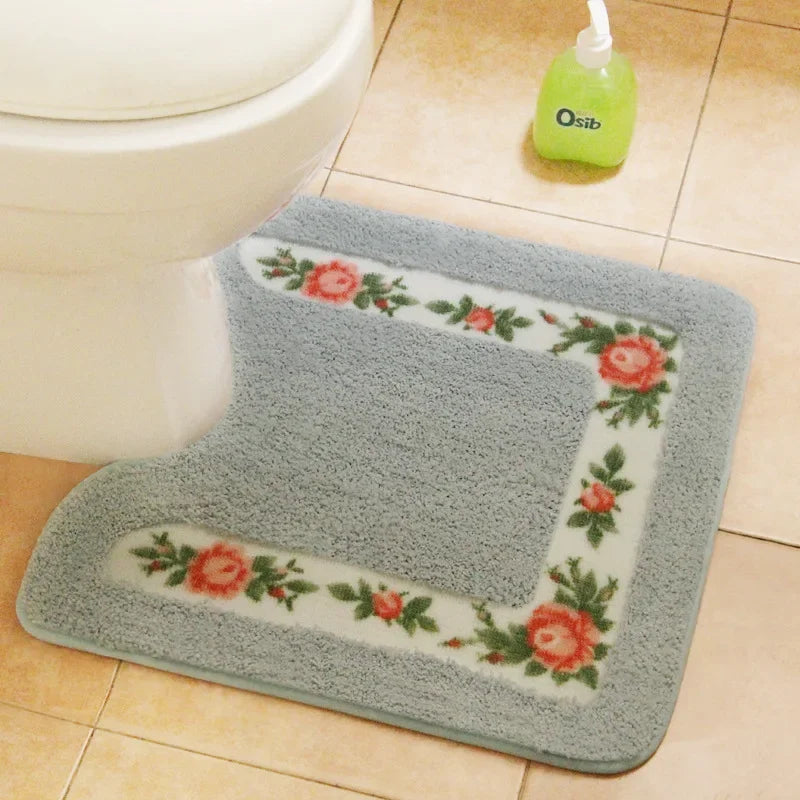 Ensemble de Tapis pour Toilette en Microfibre Floral Pastel – Tapis Doux et Confortables pour Salle de Bain 9