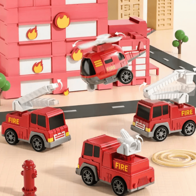 Ensemble de Véhicules de Secours avec Camion de Pompiers, Effets Lumineux et Sonores – Jouets Immersifs pour Enfants 1