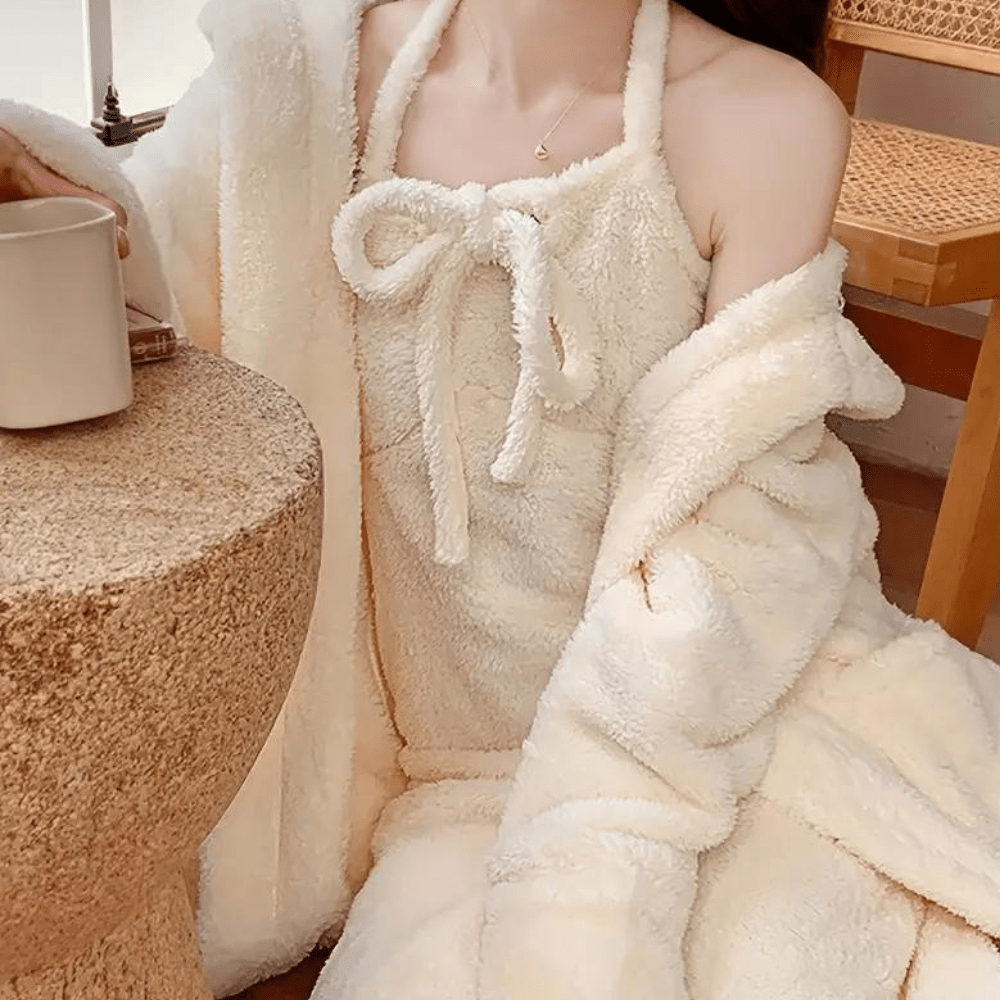 Ensemble de Vêtements de Détente en Tissu Épais – Beige, Tailles M à 7XL, Confort Optimal et Coupe Ample 2