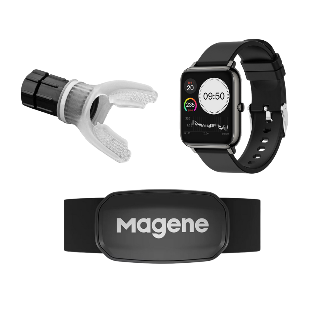 Ensemble de course à pied 3 pièces avec moniteur de fréquence cardiaque, entraîneur de respiration et montre de sport GPS étanche 0