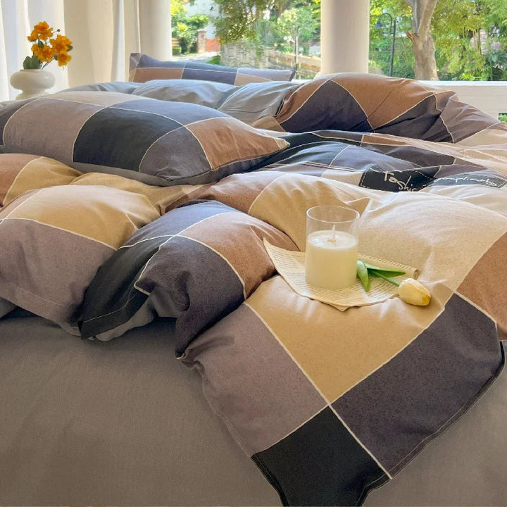 Ensemble de literie à carreaux pour homme – Tissu doux et design élégant 2