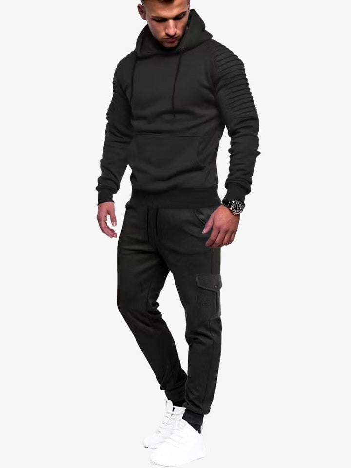 Ensemble de survêtement Elite pour homme, tenue de running toutes saisons, matière respirante, taille élastique, noir/gris, tailles S à 3XL 0