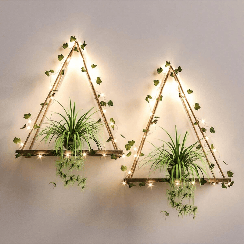 Étagère Murale Décorative LED pour Plantes Intérieures – Design Moderne avec Éclairage Ambiant et Lierre Artificiel 0