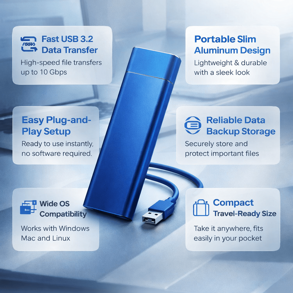 Externe tragbare Festplatte USB-Speicher Dateisicherung
