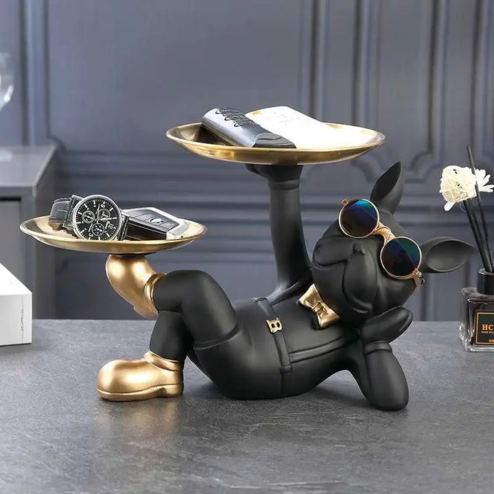 Figurine Animale en Résine Bouledogue Français avec Rangement Pratique – Décoration Élégante pour Maison et Bureau 0