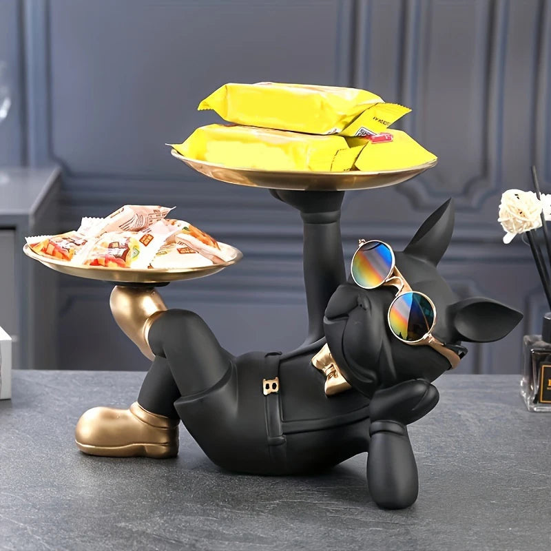 Figurine Animale en Résine Bouledogue Français avec Rangement Pratique – Décoration Élégante pour Maison et Bureau 1
