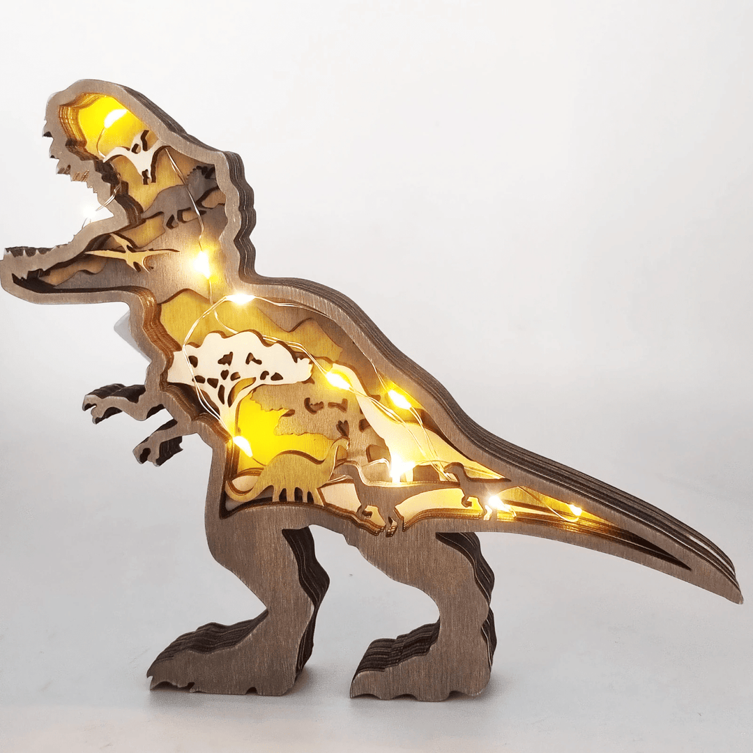 Figurines en Bois de Dinosaures Gravées en 3D – Tyrannosaure et Tricératops Décoratifs pour Enfants et Amateurs de Préhistoire 4