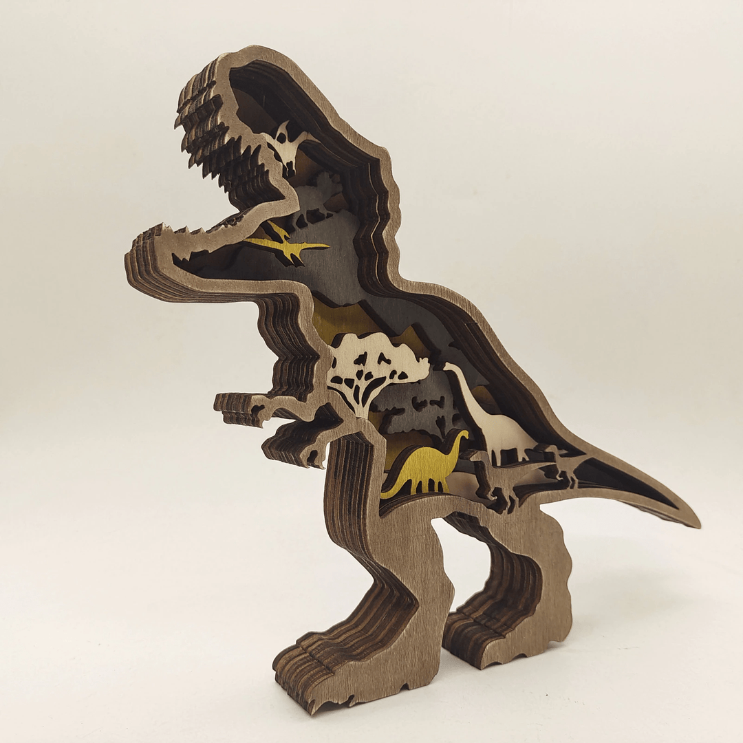 Figurines en Bois de Dinosaures Gravées en 3D – Tyrannosaure et Tricératops Décoratifs pour Enfants et Amateurs de Préhistoire 5