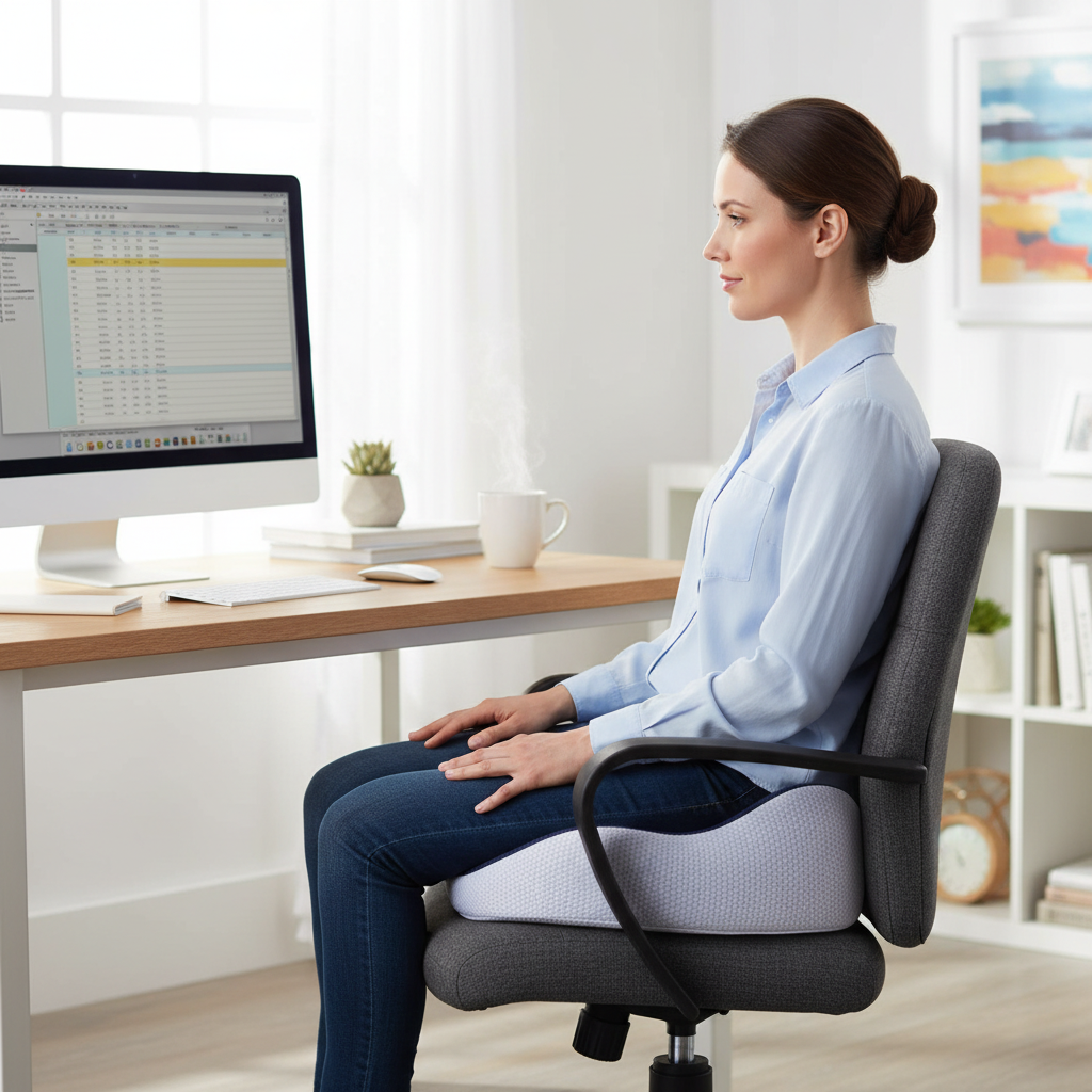 Memory Foam Seat Cushion Sit Bone Support Office Car