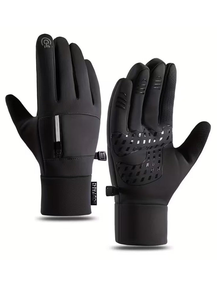 Gants d'hiver imperméables à coupe ergonomique, noirs, compatibles avec les écrans tactiles 0