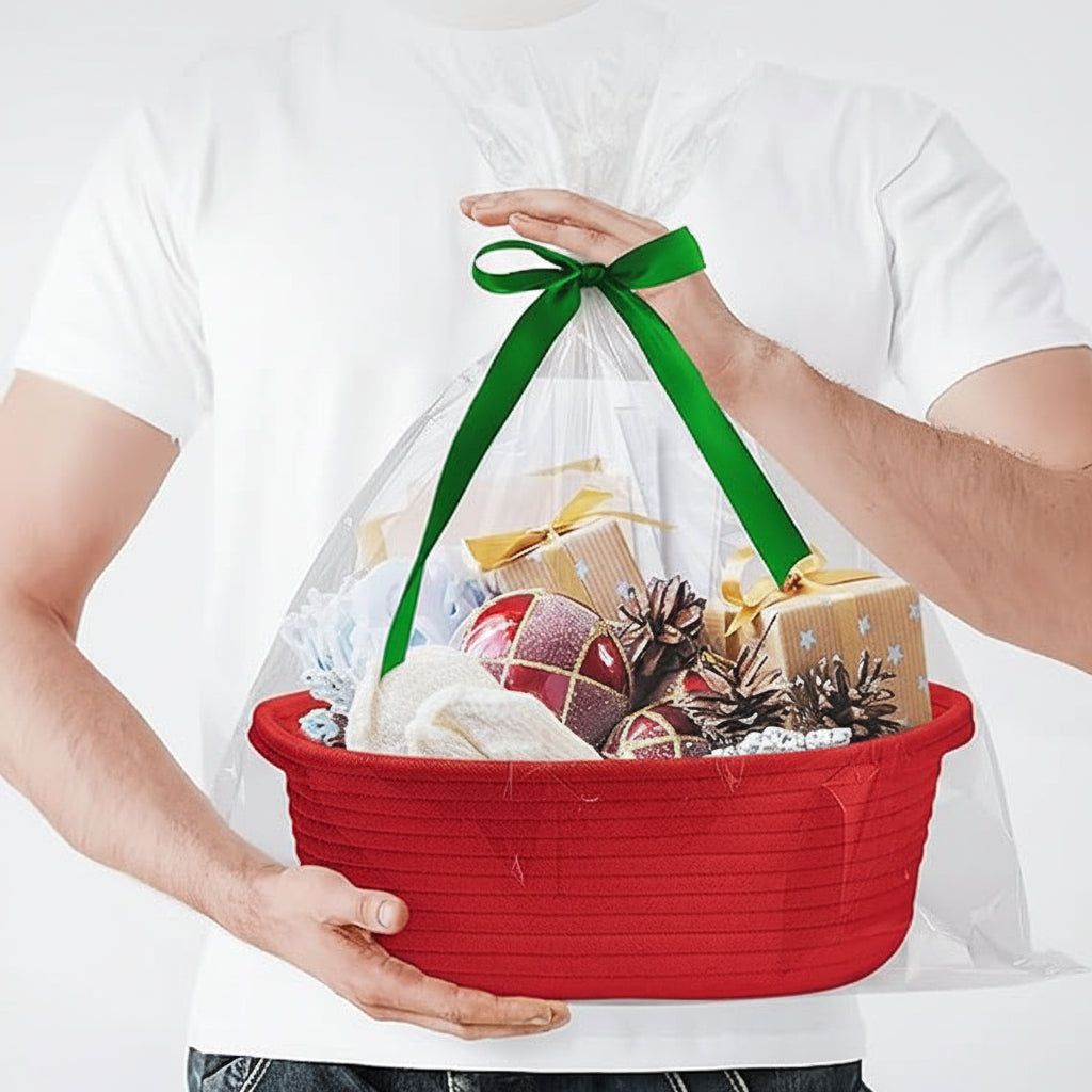 Storage Basket Woven Cotton Rope Organizer Gift Basket Small