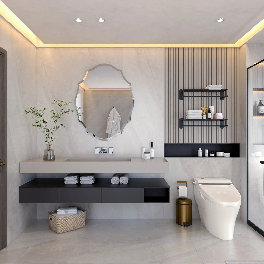 Grand Miroir Mural Argenté GlamEdge avec Bords Incurvés – Élégance Moderne et Design Intemporel 56x71 cm et 63x81 cm 0