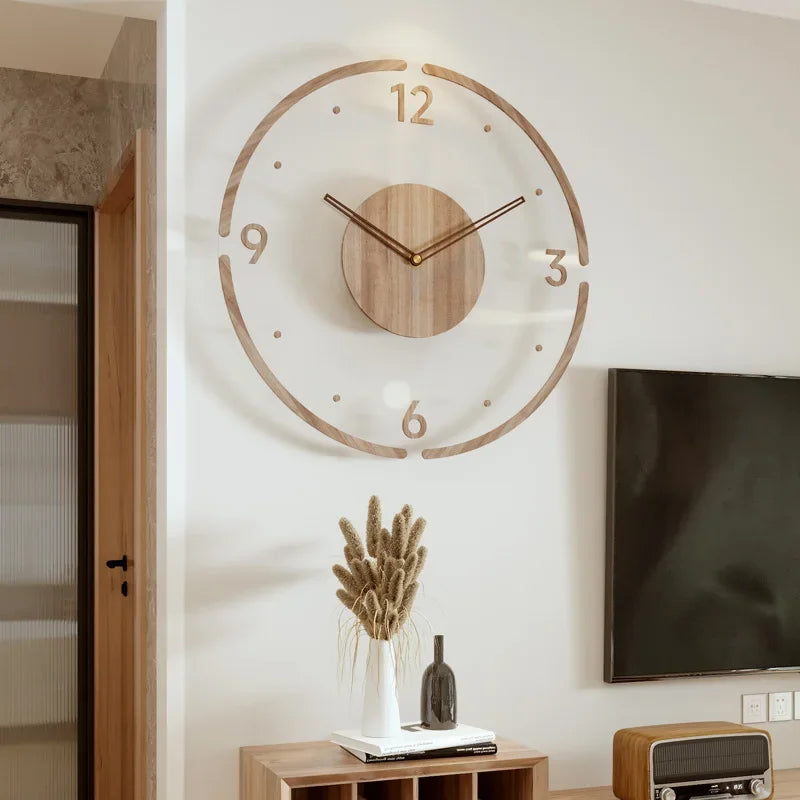 Grande Horloge Murale en Bois Massif au Design Scandinave – Élégante et Silencieuse 0