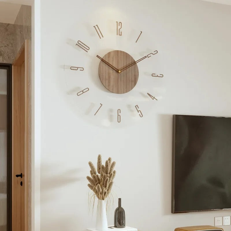 Grande Horloge Murale en Bois Massif au Design Scandinave – Élégante et Silencieuse 4