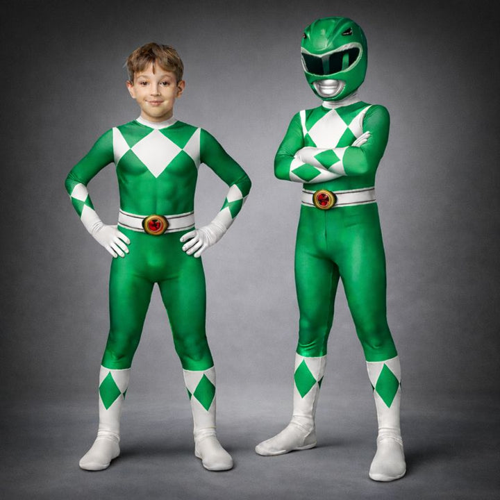 Dětský kostým superhrdiny s overalem a maskou na karnevalovou párty