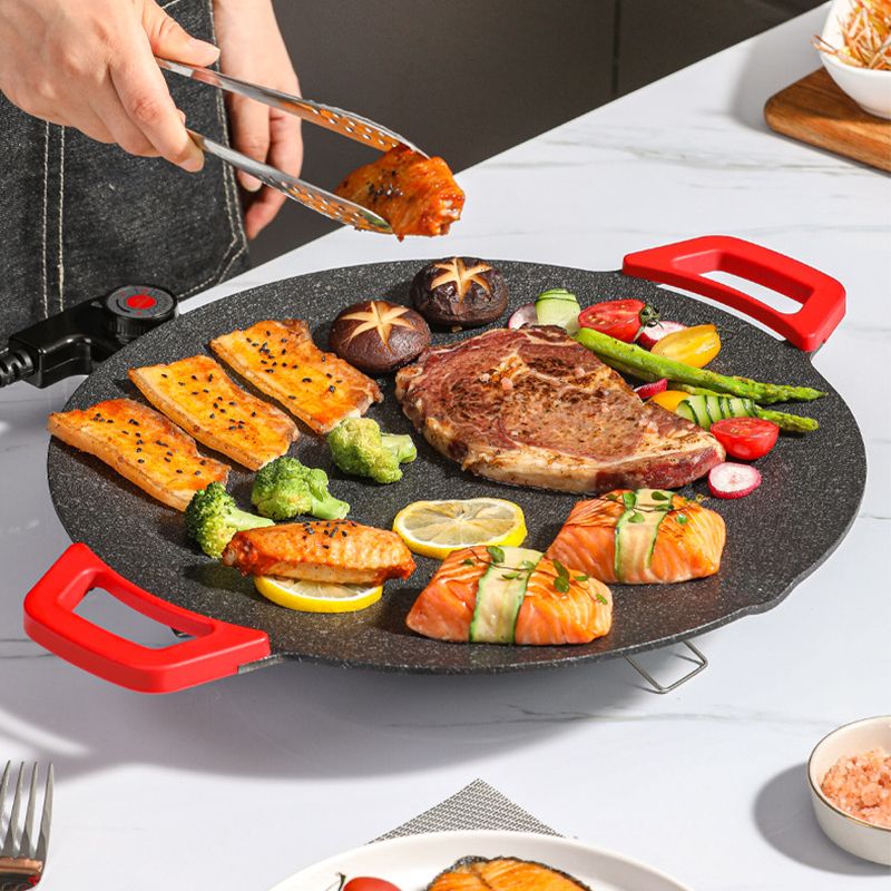 Gril Électrique 30 cm avec Revêtement Antiadhésif et Température Réglable – Idéal pour Viande et Légumes, Utilisation Intérieure et Extérieure 6