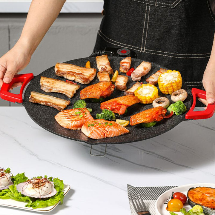 Gril Électrique 30 cm avec Revêtement Antiadhésif et Température Réglable – Idéal pour Viande et Légumes, Utilisation Intérieure et Extérieure 7