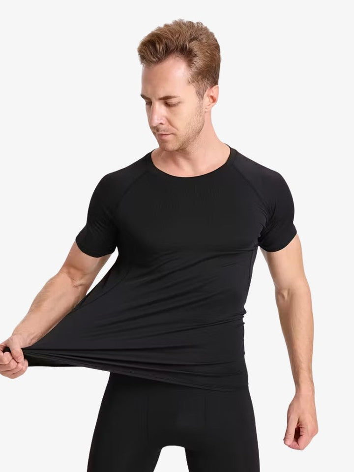 Haut de compression premium à manches courtes avec matière thermoactive – Soutien musculaire et amélioration de la posture, tailles S à 2XL 0
