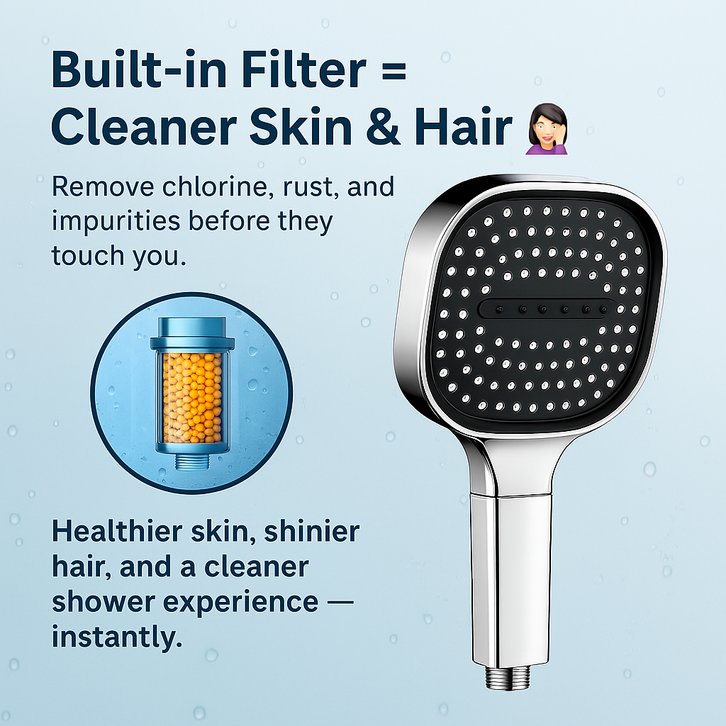 High Pressure Shower Head Turbo Boost Filtration
