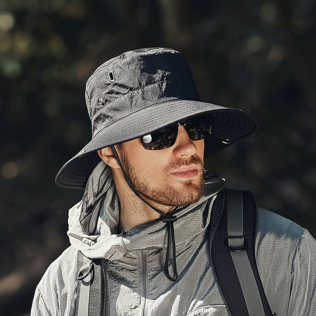 Herren Wanderhut UV Schutz Weitkrempiger Atmungsaktiv Outdoor