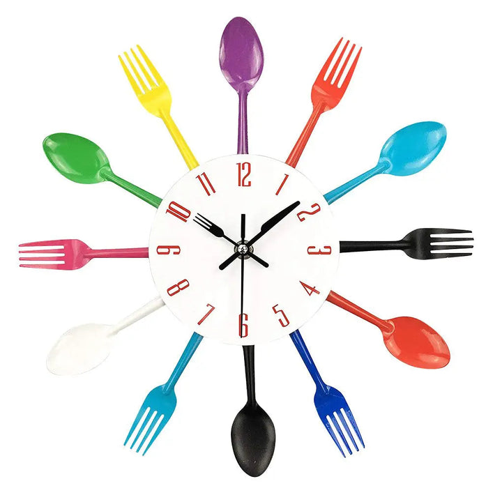 Horloge Murale 3D en Acier Inoxydable Design Original avec Couverts pour Cuisine - Élégance et Praticité 5
