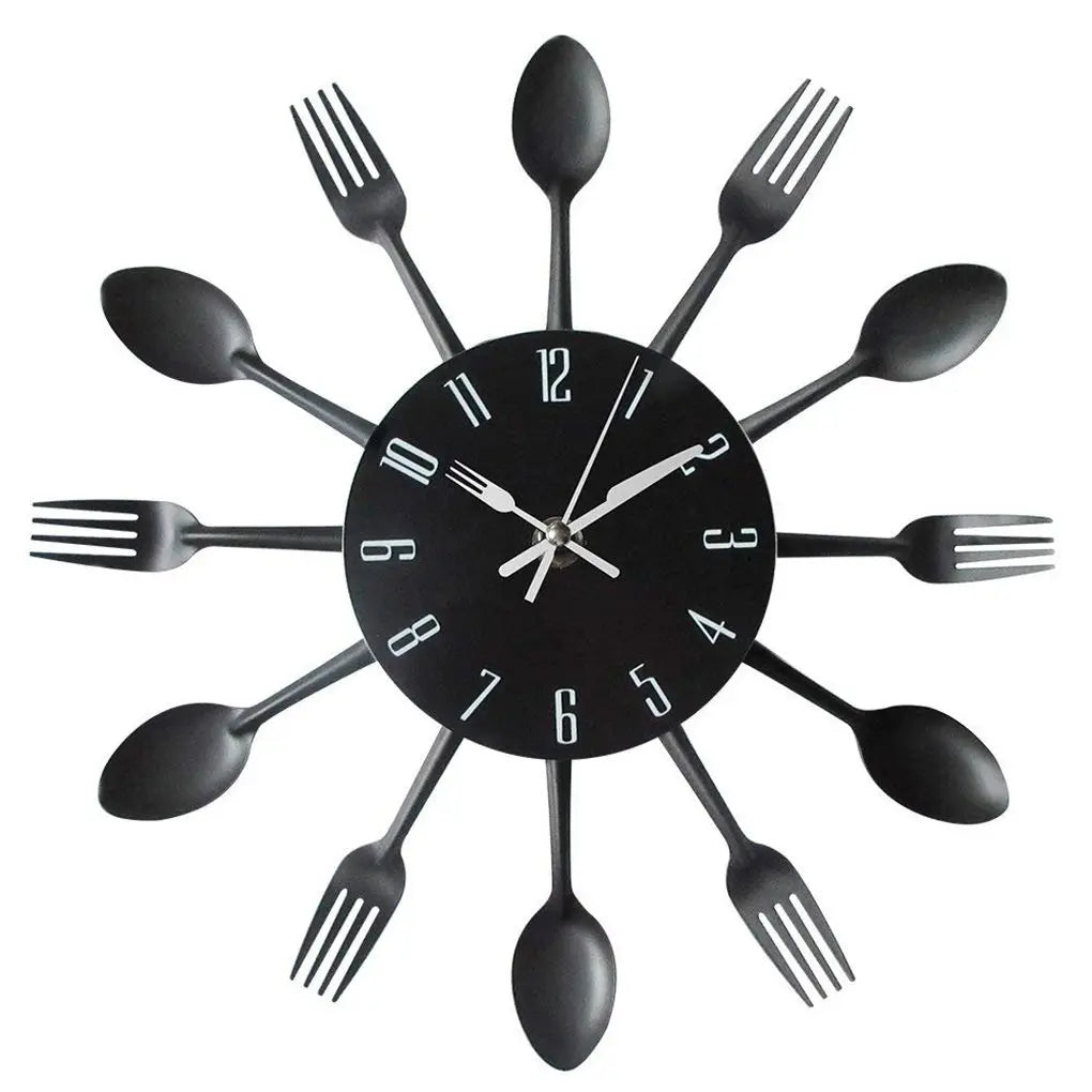 Horloge Murale 3D en Acier Inoxydable Design Original avec Couverts pour Cuisine - Élégance et Praticité 6