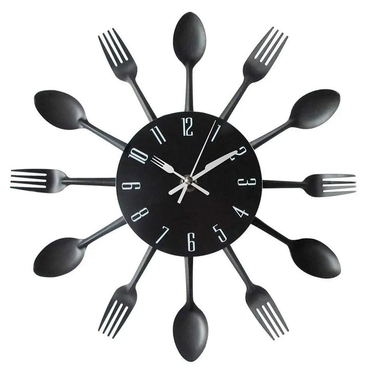 Horloge Murale 3D en Acier Inoxydable Design Original avec Couverts pour Cuisine - Élégance et Praticité 6