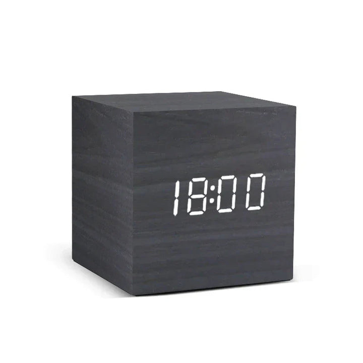 Horloge Murale Bois Design LED avec Affichage de la Température – Horloge en Bois Élégante et Pratique 3