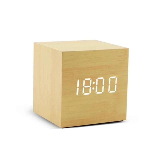 Horloge Murale Bois Design LED avec Affichage de la Température – Horloge en Bois Élégante et Pratique 5