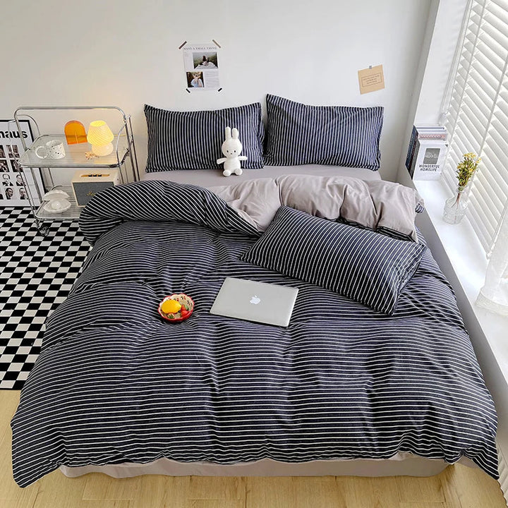 Housse de Couette 220x240 en Polyester à Rayures – Confort Optimal Toute l'Année avec Fermeture Éclair 6