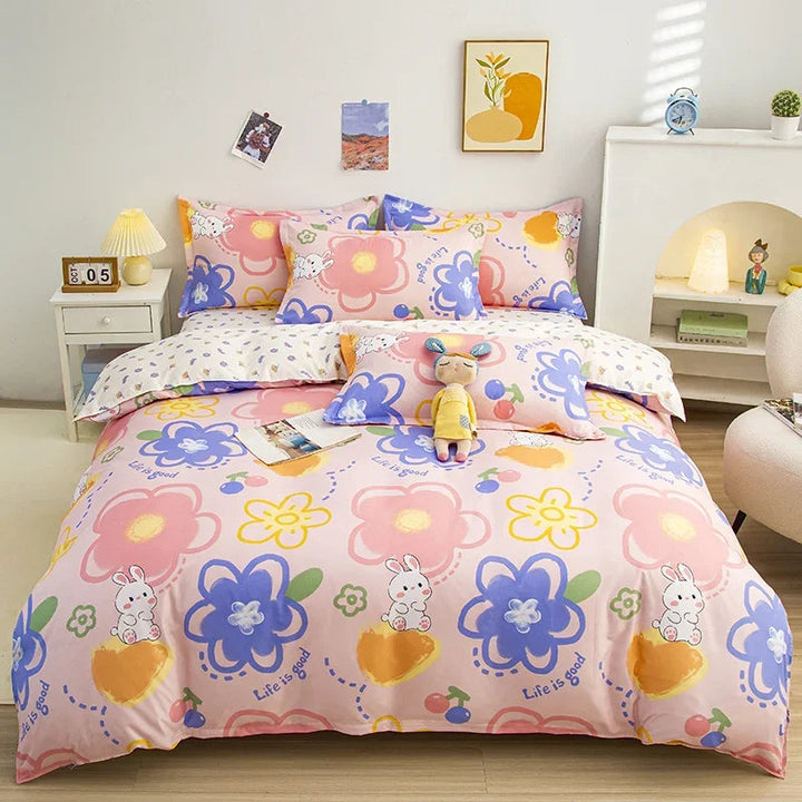Housse de Couette Réversible 240x260 cm à Motif Floral Botanique en Microfibre Douce – Ensemble avec Taies d'Oreiller 2