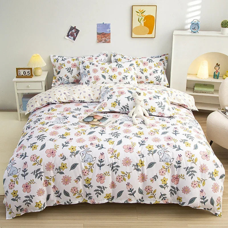 Housse de Couette Réversible Fleurie en Microfibre – Élégante et Confortable 2